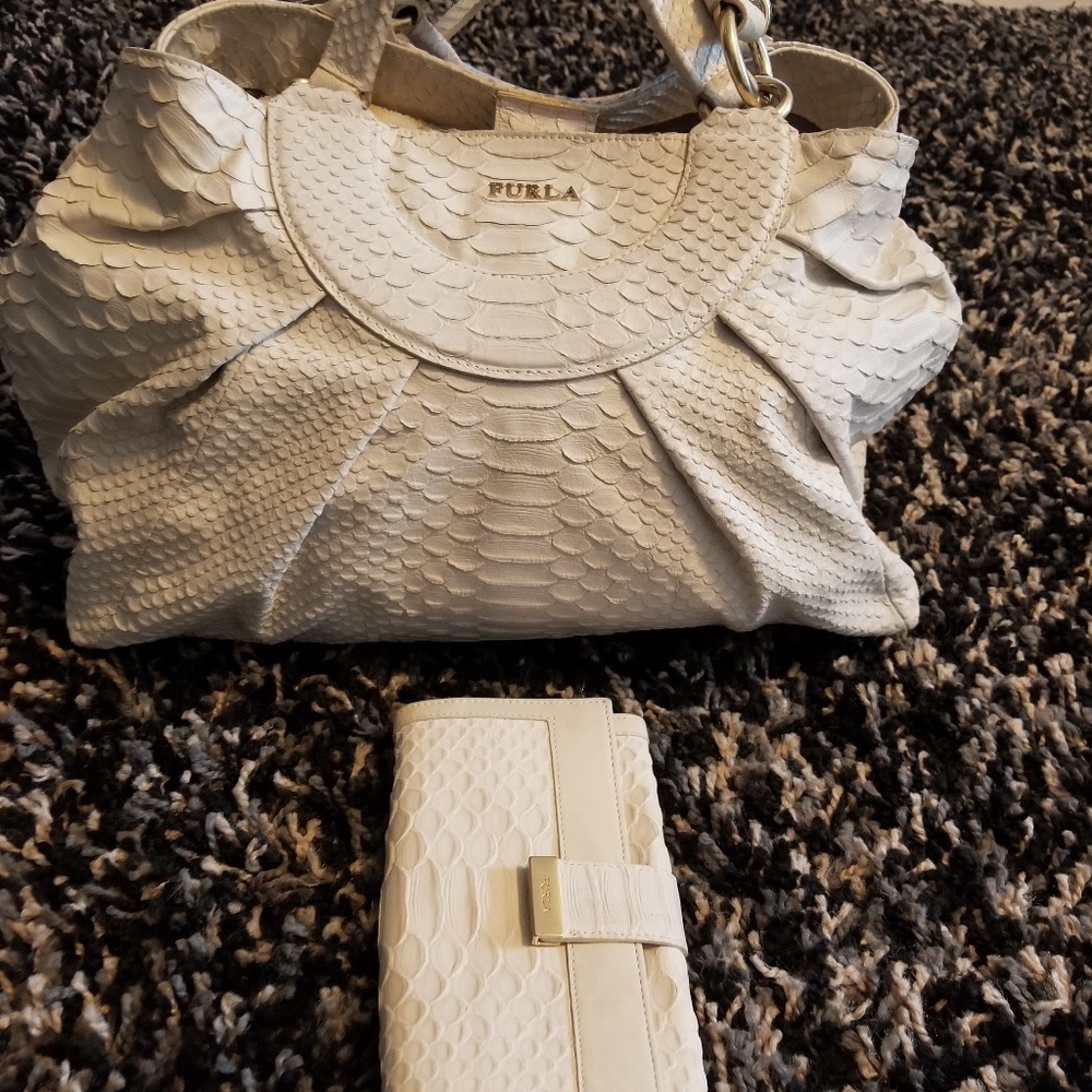 Furla Python Embossed Leather Bag And Wallet - image 4